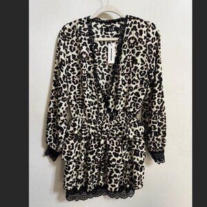 CBR Chic Leopard Print Lace Trim DRESS Size L NEW WITH TAG!